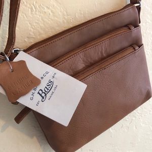 Bass Brown Leather Satchel and Card Holder